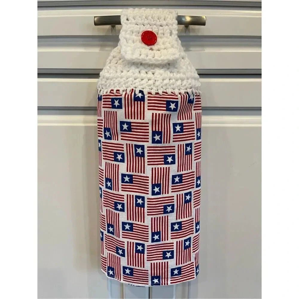 Crochet Top Kitchen Towel- American Flags